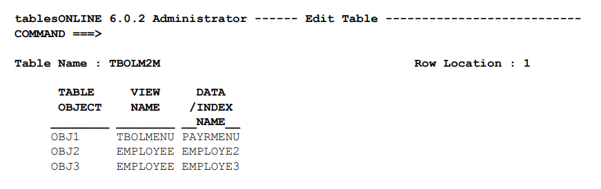 The M2M Table - Edit-Table Screen