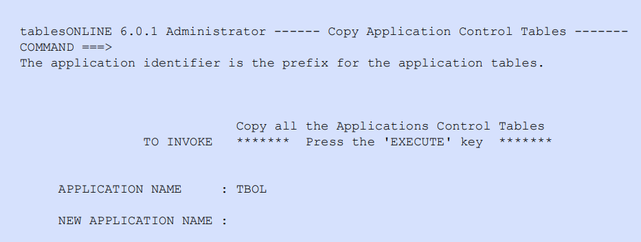 Copy Application Control tables