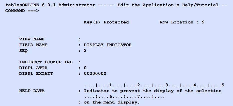 Application's Help/Tutorial sample row